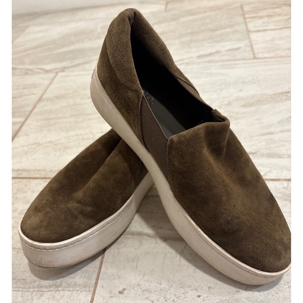 Vince Warren Olive Green Suede Slip On Platform Sneakers Womens 8M‎ EUR 38